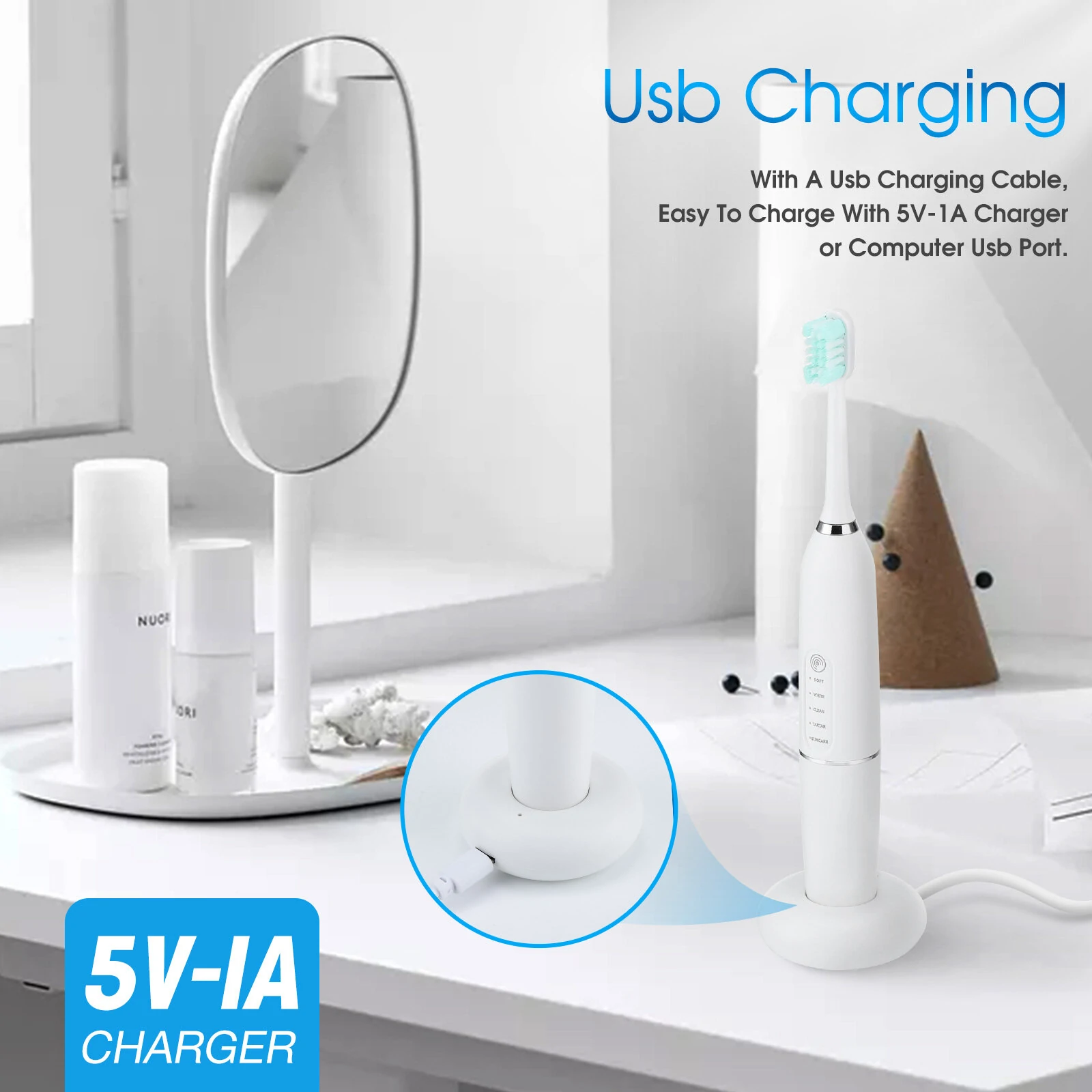 (image for) IPX7 Waterproof Electric Portable Sonic Dental Calculus Scaler Plaque Stains Cleaner Removal